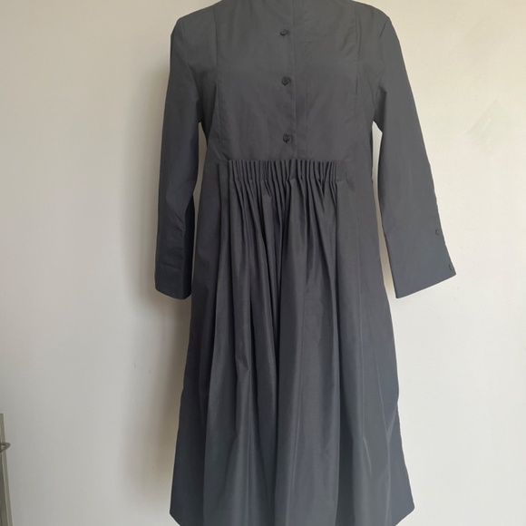 Cos Navy 3/4 sleeve Voluminous Gathered Cotton Casual A-line Dress w/ Pockets - Picture 3 of 12